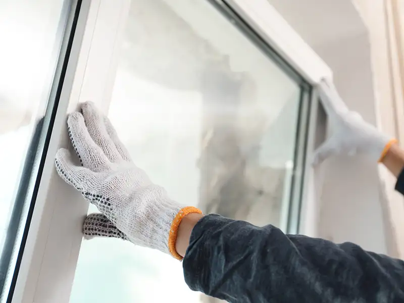 Worker installing new windows